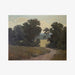 Original 60x77 landscape painting "Quiet Process" by Ashley Ozmint.  Trees in field with a dirt path and a cloudy sky.