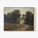 Original 60x77 landscape painting "Quiet Process" by Ashley Ozmint.  Trees in field with a dirt path and a cloudy sky.